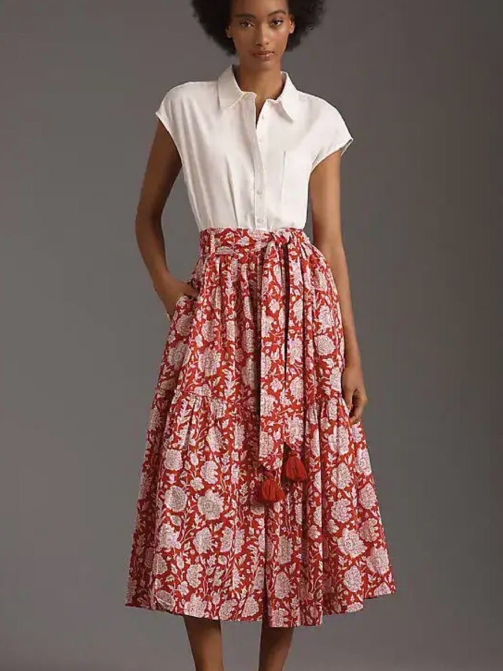 Mille Françoise Skirt in Red Zinnia